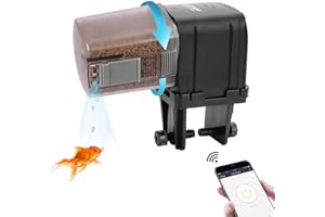 Lychee Distributeur Automatique d'aquarium, minuterie contrôlée par 2.4G Wi-FI, Distributeur de Nourriture pour Poissons avec écran LCD pour Aquarium (Noir)