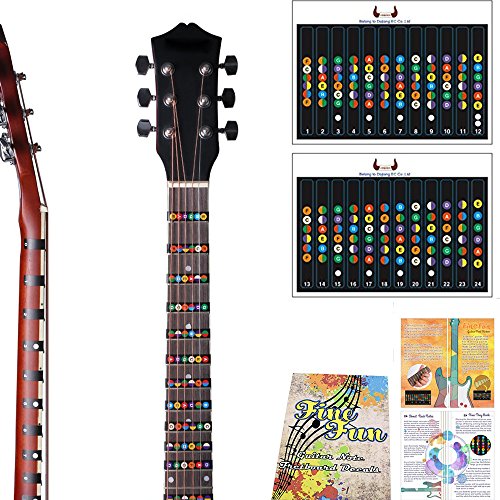 Autocollant avec touches et notes pour guitare électrique et acoustique à 6 cordes, pour débutant et apprenant, répétition, pour le manche complet jusqu'à 24 frettes