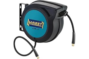 HAZET 9040N-13 I Wąż 15 M, średnica wewnętrzna: 13 mm, ciśnienie: 20 bar dla sprężonego powietrza i wody I Zwijacz węża sprężonego powietrza z funkcją "zatrzymania w dowolnym punkcie"