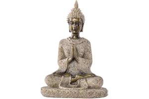 LetCart Statuetta di Buddha meditazione, Statua intagliata Buddha Craft Statua di Buddha seduto in meditazione per l'ornamento della decorazione domestica(A Gold)
