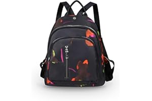 AfitLulu Mochila pequeña para mujer, 3 capas, bolsillos con cremallera, mochila escolar para mujer, con correas ajustables y asas, elegante mochila de senderismo para mujer, con orificio para