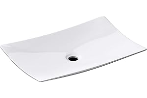 doporro Lavabo sobre Encimera Lavabo Baño | Rectangular| Blanco Brillante | Cerámica con Recubrimiento de Nano Fácil de Limpiar | 60x40x9 cm | Brüssel5096