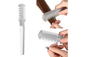 LEDSHLIU Peine para adelgazar el cabello de doble cara Peine para cortar el cabello Peine para depilación de doble filo Tijera para cortar el cabello con cuchilla para adelgazar el cabello Estilo de corte, Pl