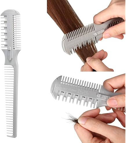 Peigne Coupe Cheveux Double Face - Brosse Et Peigne, Longueur 18 Cm, Poignée Caoutchouc - Neuf