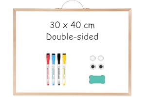 4 THOUGHT Small Dry Erase White Board with Handle, Double-Sided Magnetic 30x40 cm Whiteboard for Wall Portable Aluminum Frame Mini Notice Message Board Kitchen Office Home, Rose Gold