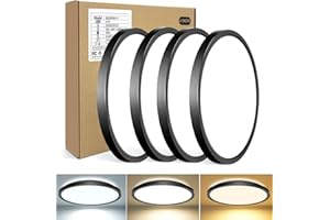 HABOWN® Pack 4x Plafon LED Techo, 24W 3200LM 3000K/4500K/6000K Lámparas de Techo,IP54 Impermeable，Plafones para Techo LED,Plafon LED Redondo para Habitacion Dormitorio Cocina Baño Salon Pasillo Garaje