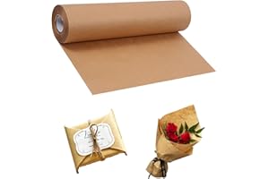 HIBMISY Papier cadeau en papier kraft, Cadeau Kraft Rouleau - Pour artisanat, anniversaires, Noël (Marron, 30cm*5m)