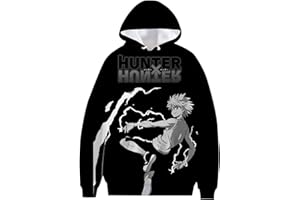 flowereyes Uomo Donna Anime Hunter x Hunter 3D Killua Felpa con Cappuccio Cartoon Felpa a Maniche Lunghe Pullover Stampato Gon Freecss Hoodie Hisoka