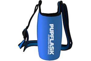 Tuff Pupper PupFlask Insulated Neoprene Dog Water Bottle Holder Sling with Wide Adjustable Shoulder Strap, Great for Travel, Walking, Hiking, Portable Pet Water Bottle Holder (27 OZ, Nebulas Blue)