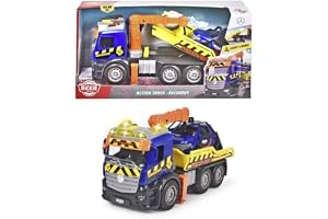 Dickie Toys 203745016 - Mercedes Bärgningsbil med Friktionsmotor, Ljus, Ljud, Rörliga Delar Inklusive Litet Fordon med Frihju