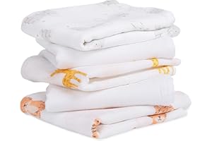 aden + anais™ essentials Musy-langes pour Bébé, Ensemble de Langes en Mousseline 100% Coton, Multi usages, Adapté pour les Nouveau-nés, Lot de 5, 60x60cm, Garçon, Fille, Imprimé safari babes