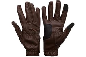 eGlove eQUEST GripPro - Leather Horse Riding Gloves - Hardwearing, Breathable and Grippy Real Leather - Synthetic Lycra comfort fit inserts - Touchscreen Gloves