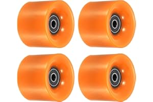 PATIKIL 60mm Longboard Ruedas con Rodamientos ABEC-9, 4 Paquetes Calle Ruedas para Patinetas Crucero Rueda Repuesto 80A, Naranja Negro