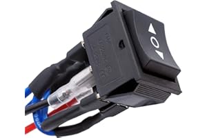 Taiss interrupteur inverseur de polarité 12v Moteur à Courant Continu 10A 6 Broches 3 Positions Momentanée ON-Off-ON Interrupteur à Bascule noir Polarité Inverseur Avec Fil KCD2-223-M-JT