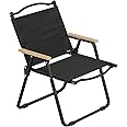 TOMVAES Foldable Fishing Camping Chair,Portable Wooden Beach Chair,Outdoor Picnic Chair,Beech Chair, Outdoor Armchair,for Camping,Travel,and Outdoor Events(Black)