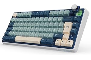 RK ROYAL KLUDGE R75 Clavier Gamer Tir Mode Gasket Mounted, Sans Fil Mécanique RVB, AZERTY Français Avec Knob, TKL 75% Hot Swap QMK/Via, PBT Keycaps, Creamy Switch
