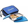 SignoraWare Compact Small Stainless Steel Lunch Box | Two Compartment Tiffin | Airtight Lid | Leak Proof | Useful for School,Picnics & Outdoor | Best for Office & School use (150ml + 550ml | Blue)