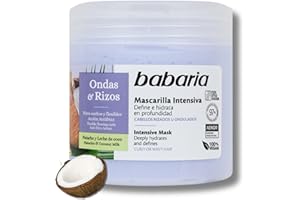 Babaria - Mascarilla Intensiva Only Curls, Define e Hidrata, con Pistacho y Leche de Coco, Acción Antifrizz, Vegano - 400 ml