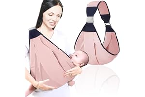 TOPJOWGA Marsupio Neonato, Fascia per Neonati Traspirante, Fascia per Marsupio Regolabile, Fascia Porta Bebé, Baby Carrier, Fascia Porta Bambino per Neonati Fino a 15kg (Rosa2)