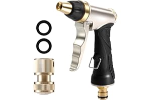VINTONEY Pistolet d'Arrosage avec Buse en Laiton, Robuste et Haute Pression, Réglable de Jet à Pulvérisation, pour Laver la Voiture et les Animaux Domestiques, le Jardin/Nettoyage de Trottoir
