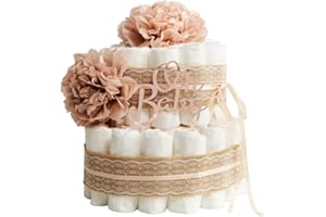 MY LITTLE BABIES Tarta de Pañales | Pastel de Pañales para Niña | Regalo Original para Recién Nacido | Regalo para Bebé | Modelo Pink Roses - MyLittleBabies