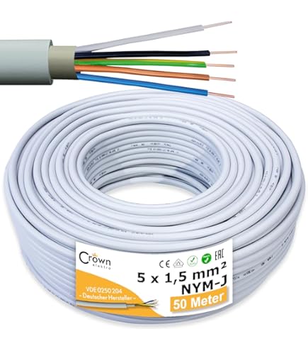 Cable De Alimentación Para Ambientes Húmedos, Cable De Alimentación De 5 M Hasta 170 M, NYM-J, 3 X 2,5 Mm², Anillo De Cable Eléctrico Para Instalación Fija (5 M