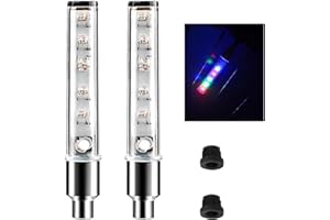 EIAIGKY 2 Pcs LED Bicycle Bike Wheel Valve Lights, Bike Wheel Ligh Multi Color Flashing LED Valve Caps for Bike, Motorcycle, Car, Waterproof Neon Tire Lights, Easy Install Bike Safety Lights for Night Cycling