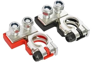 JULIYEH 2 Pezzi Morsetti per Batteria Auto in Rame, Connettore Terminale Batteria Auto Terminali di Batteria 12V 24V Connettori di Batteria Positivo e Negativo per Auto