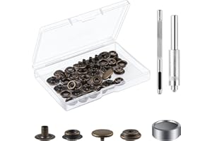 Set di 10 Bottoni Automatici a Pressione, MSDADA Metallo Bottoni Automatici per Abbigliamento con 3 Strumenti di Fissaggio a Scatto per Borse, Jeans, Vestiti, Tessuto, Artigianato in Pelle(Bronzo)