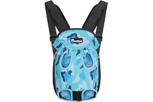 Pawaboo Pet Carrier Backpack, Adjustable Pet Front Cat Dog Carrier Backpack Travel Bag, Legs Out, Easy-Fit for Traveling Hiking Camping for Small Medium Dogs Cats Puppies, Small, Blue Camouflage