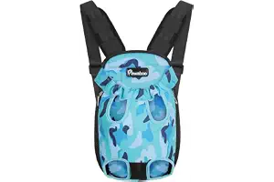 Pawaboo Mochila del Perro - Adjustable Bolsa Delantera Pet Front Cat Dog Carrier Backpack/Piernas Afuera & Fácil de Ajustar para Viajar/Senderismo/Camping, Talla L, Camuflaje Azul