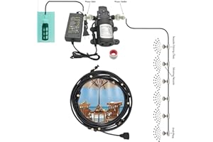GQQG Sprühnebel Kühlung Terrasse Garten Gewächshaus Pavillon Wasserzerstäuber mit 12V Pumpe, Bewässerungssystem Outdoor Misting System Wasser Cooling Sprinkler System für Rasen, Blume, Outdoor