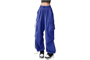 NMSLCNM Pantalon Cargo Femme Taille Haute Grande Taille Elastique Pantalon Léger Respirant Baggy Y2K Pantalons de Randonnée Jogging Sport Extérieur Trekking Travail avec Poches