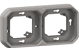 plaque d'encastrement - 2 postes - horizontal ou vertical - gris - legrand plexo 069683l