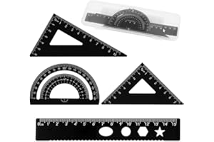 ZORVUJI Set di Righelli in Metallo per Architetti - Kit di Disegno Professionale con Goniometro, Squadre e Righello, Materiale di Geometria per Studenti e Professionisti