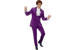 Fun Shack Purple 60s Swinger Costume, Groovy Costumes for Men, 60s Costume Mens, Movie Halloween Costumes for Men