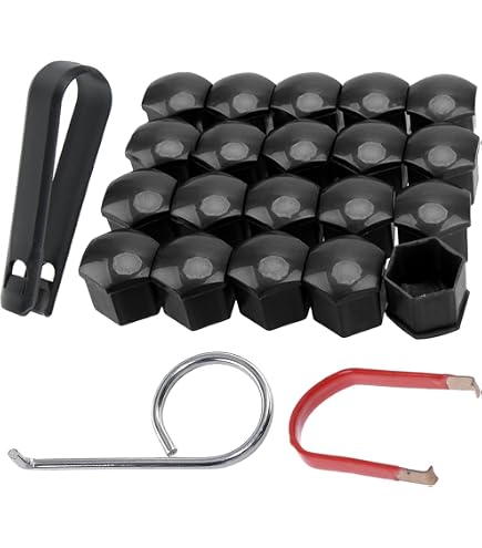 Radmutternkappen 21 Mm 20 Stück Radschraubenkappen 21mm - Schwarz, Mit Entferner-Clip, Für Die Meisten Autos Abdeckkappen Für Radmuttern