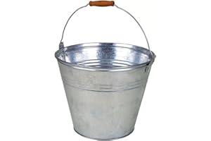 ‎SESUA Eiseimer Zinkeimer Metalleimer 10 Liter 27 x 25 cm Bierkühler mit Holzgriff