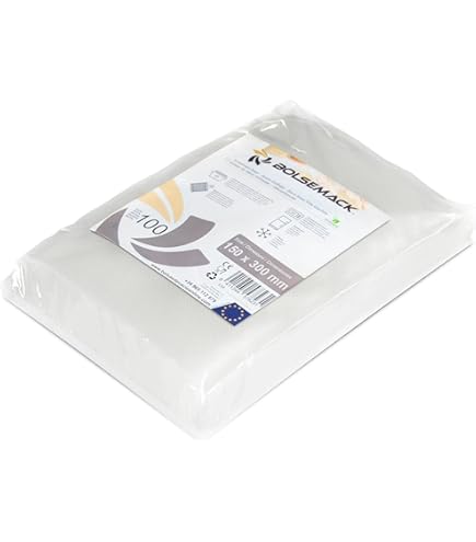 BOLSEMACK Sacchetti Sottovuoto Alimenti 100 Buste 25x30cm - Buste Sottovuoto Alimenti per Macchine Sottovuoto - Sacchetti per Sottovuoto per la Conservazione Degli Alimenti - Senza BPA