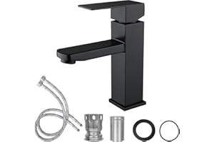 Minnhua Wasserhahn Bad Schwarz Waschtischarmatur Hoch Badarmatur Waschbecken Armaturen Edelstahl Waschtischarmatur Wasserfall für Badezimmer Schwarz Matt