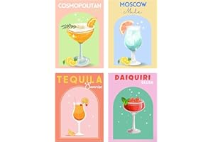 NHEMEYLP 4 Pack Diamond Painting Kits, Cocktail Themed Diamond Art Kits,Tools Included, DIY Craft Kits for Adults with Diamonds Gem Art for Home Wall Decor Gifts (Colour C)