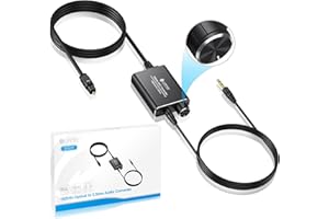 eSynic Konwerter DAC 192 kHz SPDIF na 3,5 mm AUX cyfrowy na analogowy konwerter audio optyczny Toslink do 3,5 mm adapter audio