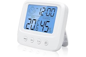 HOME-X Digital Hygrometer Indoor Thermometer, Temperature and Humidity Monitor with Air Comfortable Icon Clock Backlight, Room Thermometer Humidity Gauge for Home, Office, Baby Room, Greenhouse