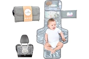 TENDS Fasciatoio Portatile Pieghevole e impermeabile XL–Questo fasciatoio è una borsa rimovibile composta da 6 tasche insieme a un dispenser di salviette e un comodo cuscino per la testa del bambino.