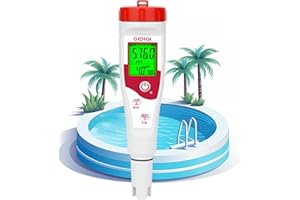 GIDIGI Misuratore di pH per piscina,tester sale, 5 in 1 misuratore di salinità,visualizza simultaneamente pH,TDS, EC, temp,sale, adatto per acqua salata, vasca idromassaggio,spa, piscina, acquario