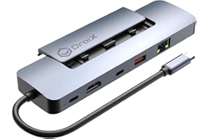 Stacja dokująca DroiX NH8 USB-C Hub z obudową NVMe SSD, adapter 8 w 1, 4K HDMI, Ethernet, czytnik kart SD, 100W PD, USB-C, do laptopa, MacBooka Pro/Air, iPhone'a 15, iPada Pro, Steam Deck