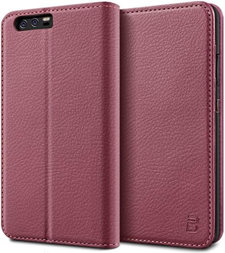 Huawei P10 Case - BEZ® Wallet Case for Huawei P10 Protective PU Leather Flip Cover with Credit Card Holders, Kick Stand, Money Pouch, Magnetic Closure, Pink