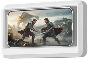 QINGZY Dusche Handyhalterung Wasserdicht, 360°Drehbare Wandhalterung Handy Ständer mit HD Touchscreen Beschlagfrei für Bad Küche Badewanne, Kompatibel mit Smartphones bis 7 Zoll, Weiß