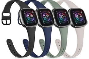 TOBFIT Strap compatible for Fitbit Versa 3 Straps/Sense/Sense 2 Strap for Women Men, Soft Slim Thin Silicone Replacement Band Wristband Watchband for Fitbit Versa 4