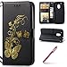 Produktbild MOTO G4 Play Hülle,MOTO G4 Play Schutzhülle,Hpory Retro Elegant Bronzing Schmetterling Muster mit Schlüsselband Ledertasche Handyhüllen Leder PU im Bookstyle Klapphülle Case With Multi-Kredit Kartenfächer Wallet Flip Cover mit Standfunktion Magnetverschluß Cover Case PU Leder Und Silikon Innenschale Anti-Staub Anti-Kratzer und Shockproof Telefon Tasche Handytasche Schutzhülle für MOTO G4 Play + 1 x Hpory Stylus-(Schwarz)